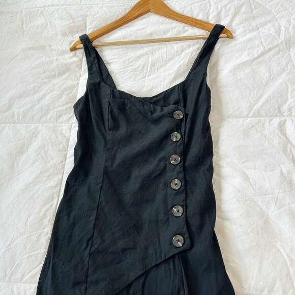 Anthropologie Sleeveless Square Neck Len Button Wrap Midi Dress Black Small - Picture 4 of 10